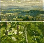 ‡ PETER JOHN GARRARD (British 1929-2004) oil on board - entitled 'Green Trees, Austria', exhibited