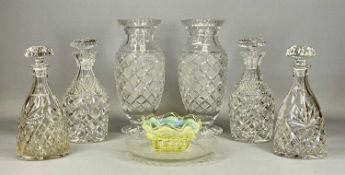 FINE QUALITY CUT-GLASS WARE, including pair of baluster form vases, possibly Waterford, 30cms (h),