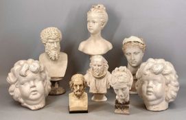 ASSORTED CONTEMPORARY PLASTER & COMPOSITE BUSTS, including Homer, 20cms (h), Lucius Verus, 38cms (