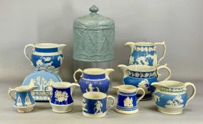 ASSORTED 19TH CENTURY BLUE & WHITE CERAMICS, including Dudson rectangular cheese dish and cover,