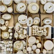 GILT EDGED CREAMWARE TABLEWARE, massive collection, including Royal Doulton, Wedgwood, Cauldon,