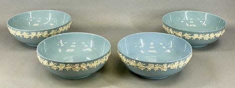 FOUR WEDGWOOD EMBOSSED QUEEN'S WARE CIRCULAR FRUIT BOWLS, each 26.5cms (diam.) Provenance: The