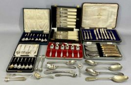 ASSORTED CASED CUTLERY, including six John Taylor antler handled steak knives, set of six grapefruit
