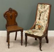 VICTORIAN MAHOGANY SHIELD BACK HALL CHAIR and an antique nursing chair Provenance: deceased estate