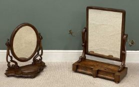 TWO ANTIQUE MAHOGANY SWING DRESSING TABLETOP MIRRORS, 81 (h) x 62 (w) x 28cms (d) the largest