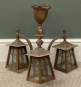 AN ANTIQUE TYPE THREE BRANCH CHANDELIER, 46cms drop Provenance: deceased estate Denbighshire