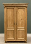 A GOOD PINE TWO DOOR WARDROBE having a shelved interior, 180 (h) x 113 (w) x 54cms (d) Provenance: