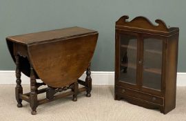 ANTIQUE OAK GATELEG TABLE on turned and block supports, 74 (h) x 37/138 (w) x 92cms (d), and