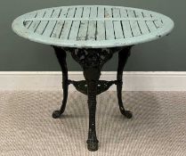 A CAST IRON BASE PUB/GARDEN TYPE TABLE, 72 x 58cms Provenance: private collection Flintshire