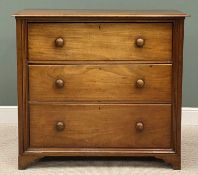 VICTORIAN MAHOGANY CHEST OF DRAWERS having turned knobs and on bracket feet, 115 (h) x 126 (w) x