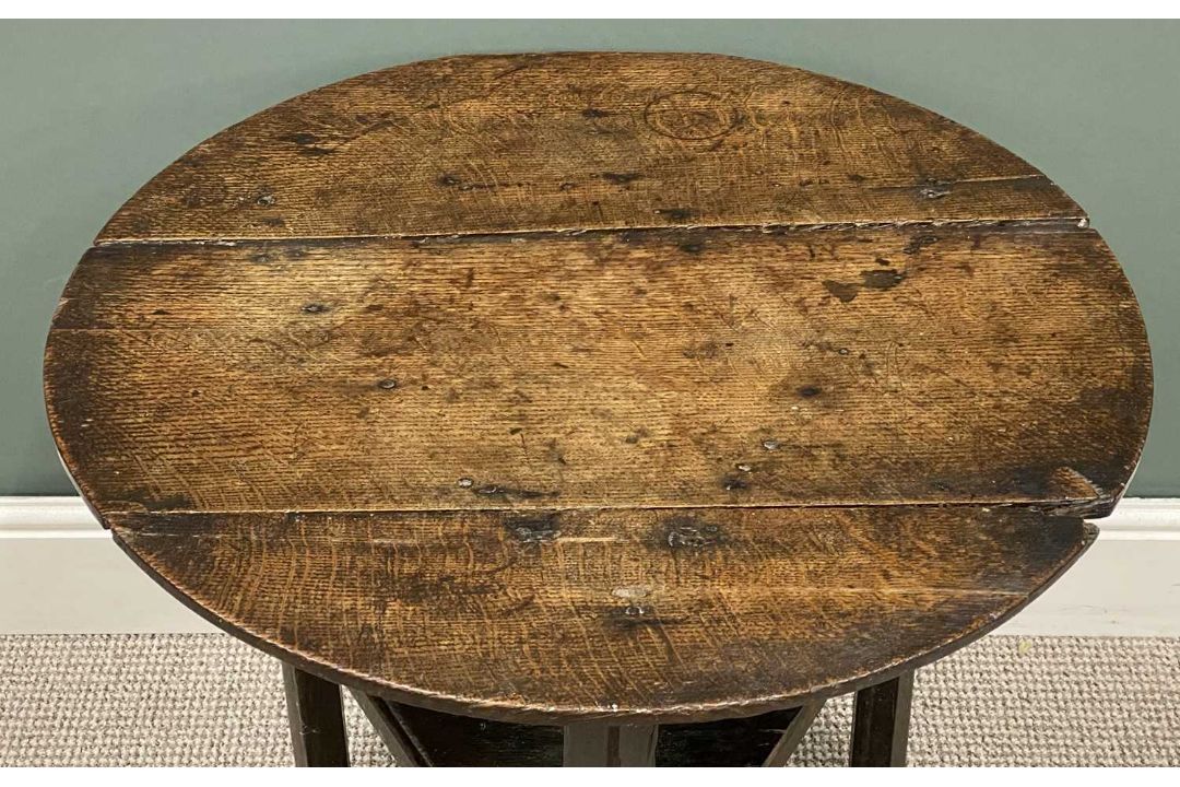 GOOD ANTIQUE OAK CRICKET TABLE, 66 (h) x 68cms (diam) Provenance: deceased estate Denbighshire - Image 2 of 3