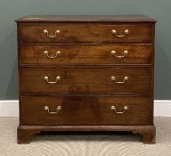 FINE GEORGIAN MAHOGANY CHEST OF DRAWERS with brass swan neck handles, on bracket feet, 103 (h) x 114