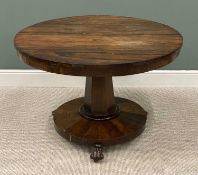 VICTORIAN ROSEWOOD CIRCULAR TOPPED BREAKFAST TABLE on hexagonal pedestal and circular base with