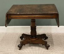 VICTORIAN ROSEWOOD SOFA TABLE, four foot and turned and carved support, having a single drawer,