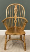 OAK & ELM WINDSOR CHAIR with wheel, spindle, and curved back, crinoline stretcher, 102 (h) x 61 (