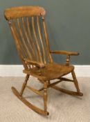 FARMHOUSE WINDSOR STYLE ROCKING CHAIR with spindle back, 97 (h) x 57 (w) x 38cms (d) Provenance: