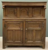 '1673' OAK DEUDDARN with two base cupboard doors, 150 (h) x 142 (w) x 55cms (d) Provenance: