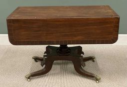 VICTORIAN MAHOGANY PEMBROKE TABLE on brass paw casters, 71 (h) x 54/106 (w) x 106cms (d) Provenance: