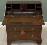 GEORGIAN MAHOGANY BUREAU, drop-down front having fitted interior with well, 99 (h) x 87 (w) x
