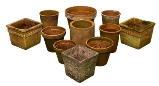 A GOOD SELECTION OF STONEWARE GARDEN POTS Provenance: private collection Flintshire