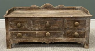 EASTERN EUROPEAN STRIPPED PINE CHEST with rail back, 51 (h) x 103 (w) x 42cms (d) Provenance: