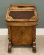 ANTIQUE BURR WALNUT DAVENPORT DESK, 83 (h) x 55 (w) x 55cms (d) Provenance: deceased estate Conwy