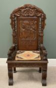 EISTEDDFOD CHAIR 'DUW A PhOB DAIONI. EISTEDDFOD BEDYDDWYR 1900 BETHEL RACHUB', and verso 'Henry