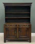 18TH CENTURY OAK WELSH DRESSER BACH, two shelf canopy top and the base having two drawers over two