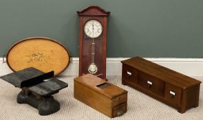 VINTAGE ASSORTMENT to include a wooden cash register, 17 (h) x 17 (w) x 45cms (d), a set of Avery