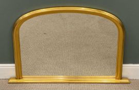 FINE MODERN GILT FRAMED OVERMANTEL WALL MIRROR with domed top, 78 x 120cms Provenance: private