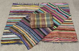 EASTERN EUROPEAN CHINDI RUGS (3), multicoloured, 2 - 165 x 96cms, 1 - 183 x 96cms, and another