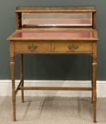 EARLY 18TH CENTURY OAK LADIES' DESK with tooled and gallery top, twist supports, 94 (h) x 75 (w) x