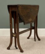 ANTIQUE ROSEWOOD SUTHERLAND TABLE having bone and other inlay, 67 (h) x 18/73 (w) x 72cms (d)