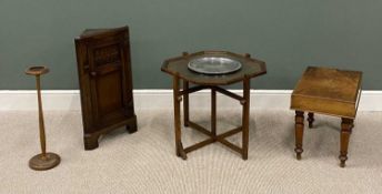 VINTAGE FURNITURE ASSORTMENT (5) to include small corner cupboard, smoker's companion, folding