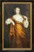 AFTER SIR PETER LELY, oil on canvas – portrait of 'Mary Wharton', signed G. Thompson, 197 x 120cms