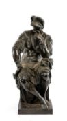 AFTER MICHELANGELO BRONZE FIGURE, of 'Lorenzo de Medici', Duke of Urbino, 74cms (h) Provenance: