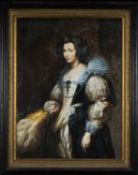 G. THOMPSON oil on canvas – reproduction portrait of Marie-Louise de Tassis by Anthony Van Dyck,