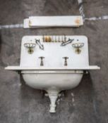 VICTORIAN CARVED MARBLE & ENAMEL BATHROOM SINK, Shanks & Co Ltd., fitted with conforming brass