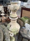 PAINTED STONEWARE FOUNTAIN lion masks on fluted base, 146cms high Provenance: The Cornelia Bayley