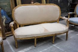 GEORGIAN STYLE GILTWOOD SALON SUITE, early 20th C., in the French taste, comprising settee, 105 (