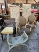 FURNITURE PARCEL including dressing screen, various chairs etc. Provenance: The Cornelia Bayley