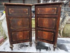 PAIR OF PAINTED BEDSIDE CHESTS, each with three fitted drawers, toupie feet, 85 (h) x 49 (w) x 34cms