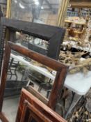 ASSORTED MIRRORS, comprising Rosewood framed mirror, Regency giltwood overmantel mirror, ebonised