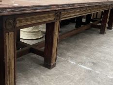 LARGE REGENCY STYLE HALL TABLE, reeded top, on similarly reeded base, with roundel headed legs,