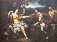 AFTER CHARLES LE BRUN, oil on canvas - 'Atalanta and Meleager', signed FrancoToscana, 200 x 276cms