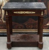 MARBLE TOP CONSOLE TABLE, grey marble top, 85 (h) x 74 (w) x 37cms (d) Provenance: The Cornelia