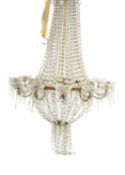 19th C. STYLE TWELVE-LIGHT CUT GLASS WATERFALL CHANDELIER, approx. 100cms (drop) Comments: some