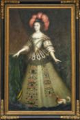 ANONYMOUS, oil on canvas - portrait of 'Henrietta Anne Stuart', Duchess of Orleans, in masquerad