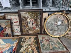 VARIOUS NEEDLE & BERLIN WOOLWORK including religious needlework, peacock and sampler, dated 1826 (8)