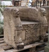 GOOD PAIR MARBLE CHAIRS probably Indian origin, high quality and decorative Provenance: The Cornelia